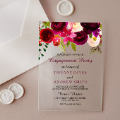 Burgundy Red Floral Boho Engagement Party nodigt u Acryl Uitnodigingen