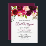 Burgundy Red Floral Boho Girl Bat Mitzvah Invite Kaart<br><div class="desc">Burgundy Red Floral Boho Girl Bat Mitzvah nodigde collectie uit tot een overeenkomst in de winkel Niche en Nest. Boho chic burgundy red white waterverf floral Beauful hand schilderde waterverf illustratie</div>