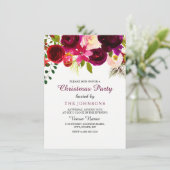 Burgundy Red Floral Boho Kerstfeest Noite Kaart (Staand voorkant)