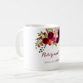 Burgundy Red Floral Boho Retirement Party Gift Koffiemok (Voorkant links)