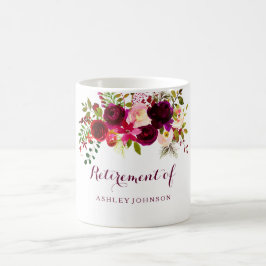 Burgundy Red Floral Boho Retirement Party Gift Koffiemok