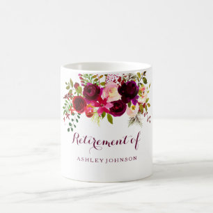 Burgundy Red Floral Boho Retirement Party Gift Koffiemok