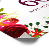Burgundy Red Floral Boho Sign 60e verjaardag Poster (Hoek)