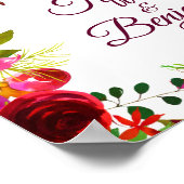 Burgundy Red Floral Boho Wedding Engagement Party Poster (Hoek)