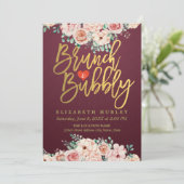 Burgundy Red Floral Brunch Bubble Vrijgezellenfees Kaart (Staand voorkant)