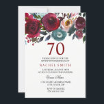 Burgundy Red Floral Elegant 70th Birthday Invite Kaart<br><div class="desc">Burgundy Red Floral Elegant 70th Birthday - Kan tekst en kleur wijzigen zoals u wilt. Handbediende Waterverf Groene bloemen en Floral design tekst met vuursteentje Bekijk onze niche en nestwinkel voor het bijbehorende collectie</div>