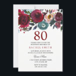 Burgundy Red Floral Elegant 80th Birthday Invite Kaart<br><div class="desc">Burgundy Red Floral Elegant 80th Birthday - Kan tekst en kleur wijzigen zoals u wilt. Handbediende Waterverf Groene bloemen en Floral design tekst met vuursteentje Bekijk onze niche en nestwinkel voor het bijbehorende collectie</div>
