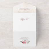 Burgundy Red Floral Elegant Boho Wedding All In One Uitnodiging (Buitenkant)