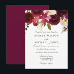 Burgundy Red Floral Elegant Wedding Invitation Kaart<br><div class="desc">Burgundy Red Floral Boho Wedding Invitation Matching collectie in Niche en Nest store.</div>