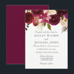 Burgundy Red Floral Elegant Wedding Invitation Kaart<br><div class="desc">Burgundy Red Floral Boho Wedding Invitation Matching collectie in Niche en Nest store.</div>