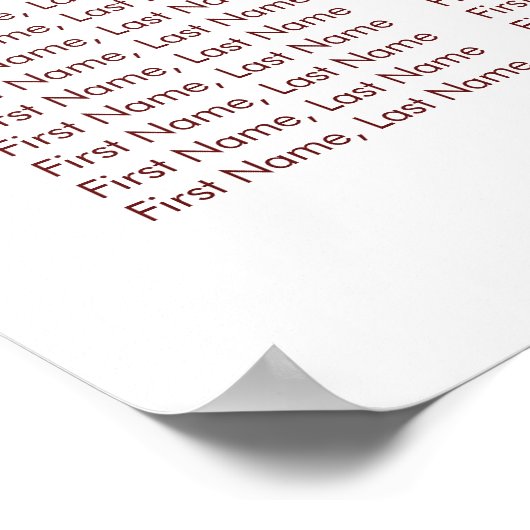 Burgundy Red Floral Elegant Wedding Seding Chart Poster (Hoek)