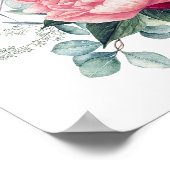 Burgundy Red Floral Fall Weddenschap Welkomstteken Poster (Hoek)