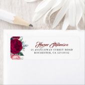 Burgundy Red Floral Fall Wedding Etiket (Insitu)