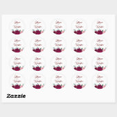 Burgundy Red Floral Fall Wedding Ronde Sticker (Vel)