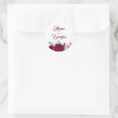 Burgundy Red Floral Fall Wedding Ronde Sticker (Tas)