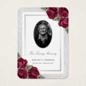 Burgundy Red Floral Foto Funeral Prayer Kaart (Voorkant)