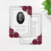 Burgundy Red Floral Foto Funeral Prayer Kaart (Bureau)