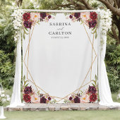 Burgundy Red Floral Geometric Wedding Backdrop Wandkleed