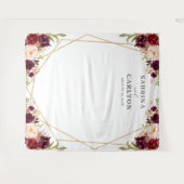 Burgundy Red Floral Geometric Wedding Backdrop Wandkleed (Voorkant (horizontaal))