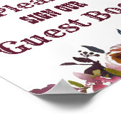 Burgundy Red Floral Guest Book Wedding Sign Poster (Hoek)
