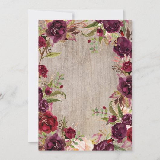 Burgundy Red Floral Mason Jar Rustic Vrijgezellenf Kaart (Achterkant)