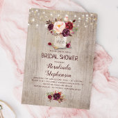 Burgundy Red Floral Mason Jar Rustic Vrijgezellenf Kaart