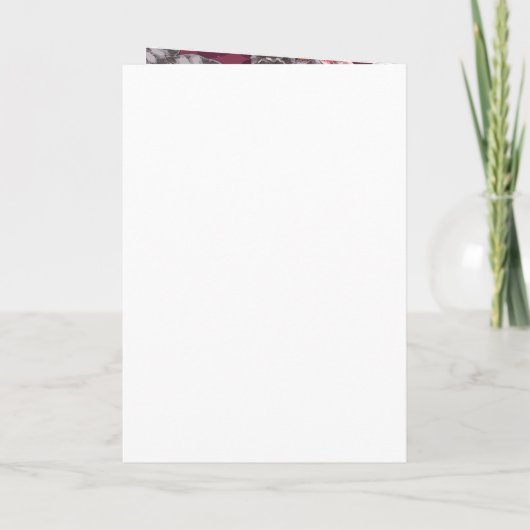 Burgundy Red Floral Multi-Photo Funeral Programma (Achterkant)