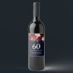 Burgundy Red Floral Navy 60th Birthday Party Wijn Etiket<br><div class="desc">Burgundy Red Floral Navy 60th Birthday Party Bekijk onze winkel voor alle feestdagen.</div>