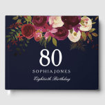 Burgundy Red Floral Navy 80th Birthday Guest Book Gastenboek<br><div class="desc">Burgundy Red Floral Navy 80th Birthday Guest Book For matching set see Niche and Nest Store</div>