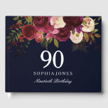 Burgundy Red Floral Navy 90th Birthday Guest Book Gastenboek<br><div class="desc">Burgundy Red Floral Navy 90th Birthday Guest Book For matching set see Niche and Nest Store</div>