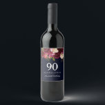 Burgundy Red Floral Navy 90th Birthday Party Wijn Etiket<br><div class="desc">Burgundy Red Floral Navy 90th Birthday Party Bekijk onze winkel voor congruente uitnodigingen en andere partijbenodigdheden voor alle verjaardagen.</div>