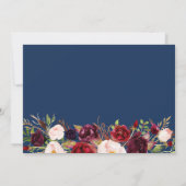 Burgundy Red Floral Navy Blue Weddenschap uitgeste Save The Date (Achterkant)