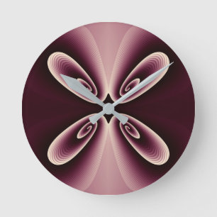Burgundy Red Floral Petal Digital Pattern Ronde Klok