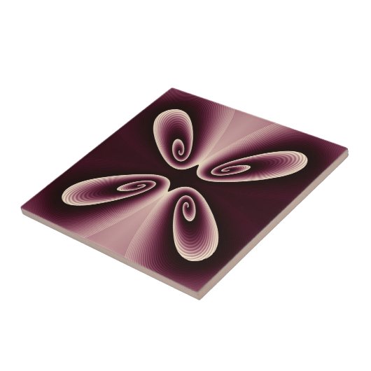 Burgundy Red Floral Petal Digital Pattern Tegeltje (Zijkant)