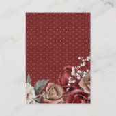 Burgundy Red Floral QR Code RSVP Wedding Website Informatiekaartje (Achterkant)