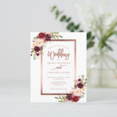 Burgundy Red Floral Roos Gold Script Weduwschap (Staand voorkant)