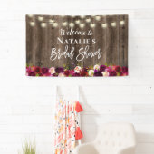 Burgundy Red Floral Rustic Barn Wood Vrijgezellenf Spandoek (Insitu)