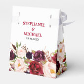 Burgundy Red Floral Rustic Boho Wedding Bedankdoosjes (Achterkant)