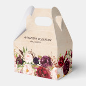 Burgundy Red Floral Rustic Boho Wedding Bedankdoosjes (Voorkant Zijde)