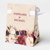 Burgundy Red Floral Rustic Boho Wedding Bedankdoosjes (Achterkant)