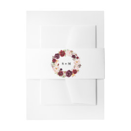 Burgundy Red Floral Rustic Boho Wedding Uitnodigingen Wikkel