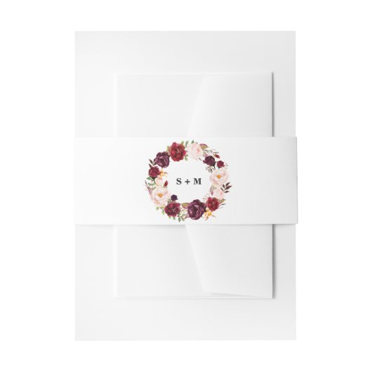 Burgundy Red Floral Rustic Boho Wedding Uitnodigingen Wikkel (Voorkant Voorbeeld)
