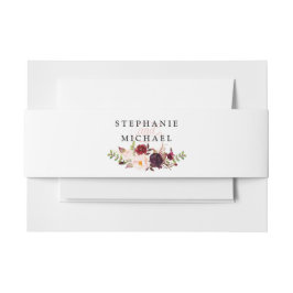 Burgundy Red Floral Rustic Boho Wedding Uitnodigingen Wikkel