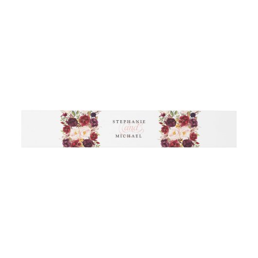 Burgundy Red Floral Rustic Boho Wedding Uitnodigingen Wikkel (Vlak)