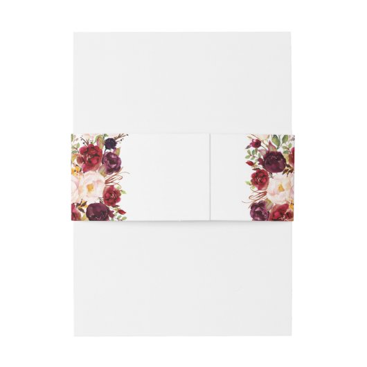 Burgundy Red Floral Rustic Boho Wedding Uitnodigingen Wikkel (Achterkant Voorbeeld)