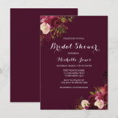 Burgundy Red Floral Spring Autumn Vrijgezellenfees Kaart (Voorkant / Achterkant)