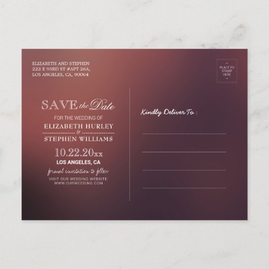 Burgundy Red Floral String Lichten bewaren de datu Aankondigingskaart (Achterkant)