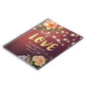Burgundy Red Floral String Light Wedding Guestbook Notitieboek (Linkerzijde)