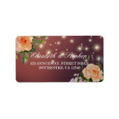 Burgundy Red Floral String Lights Weddenschap Adre Etiket (Voorkant)