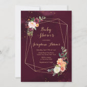 Burgundy Red Floral Waterverf Baby shower Kaart (Voorkant)